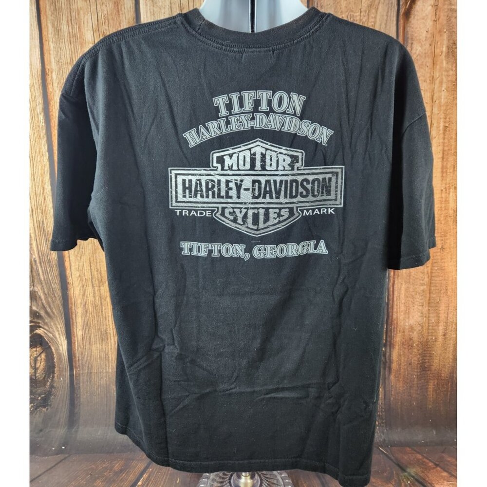 Harley Davidson Tifton Georgia GA 2XL Black Motorcycle Cycle Redneck Big Man Tee